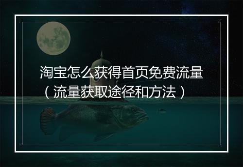 淘宝怎么获得首页免费流量（流量获取途径和方法）