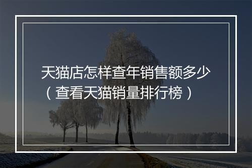 天猫店怎样查年销售额多少（查看天猫销量排行榜）