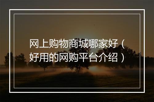 网上购物商城哪家好（好用的网购平台介绍）