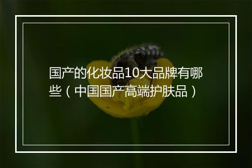 国产的化妆品10大品牌有哪些（中国国产高端护肤品）