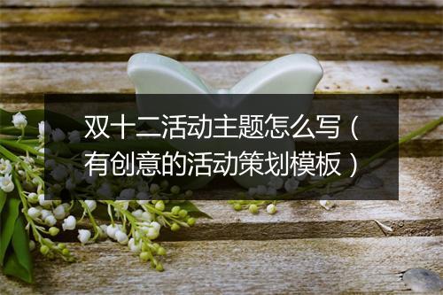 双十二活动主题怎么写（有创意的活动策划模板）