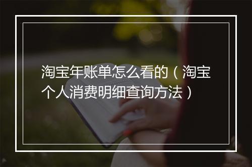 淘宝年账单怎么看的（淘宝个人消费明细查询方法）
