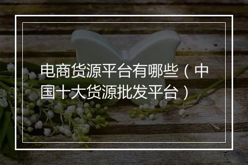 电商货源平台有哪些（中国十大货源批发平台）