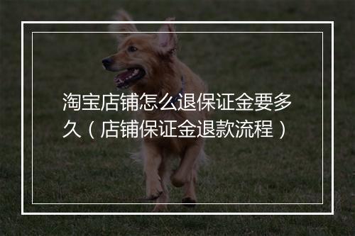 淘宝店铺怎么退保证金要多久（店铺保证金退款流程）