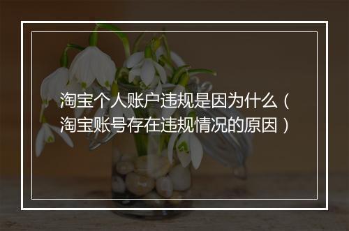 淘宝个人账户违规是因为什么（淘宝账号存在违规情况的原因）