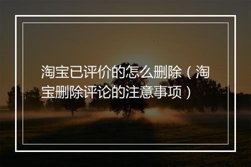 淘宝已评价的怎么删除（淘宝删除评论的注意事项）