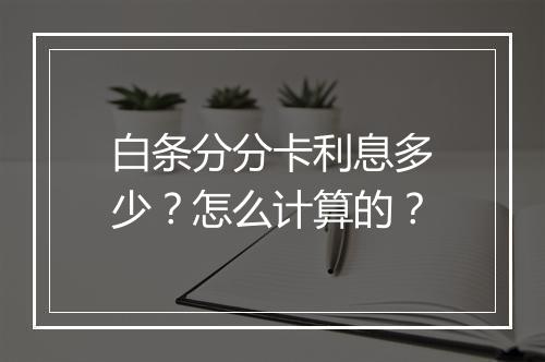 白条分分卡利息多少？怎么计算的？