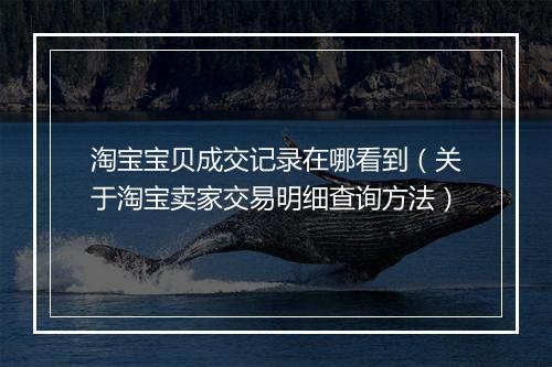 淘宝宝贝成交记录在哪看到（关于淘宝卖家交易明细查询方法）