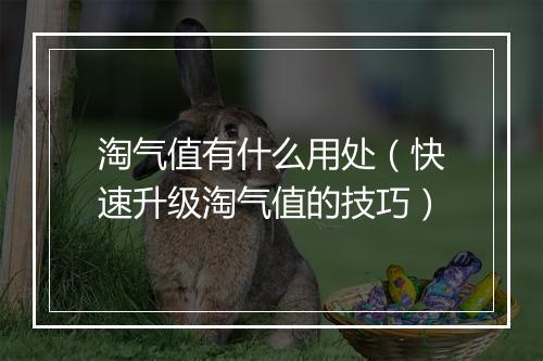 淘气值有什么用处（快速升级淘气值的技巧）