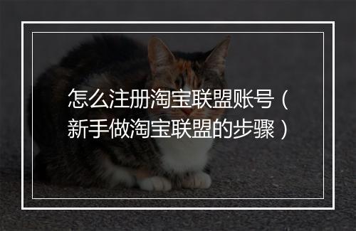 怎么注册淘宝联盟账号（新手做淘宝联盟的步骤）