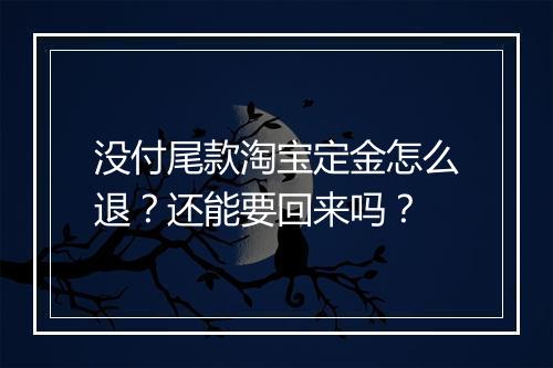 没付尾款淘宝定金怎么退？还能要回来吗？
