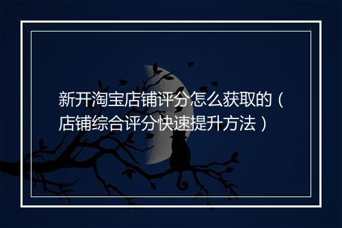 新开淘宝店铺评分怎么获取的（店铺综合评分快速提升方法）