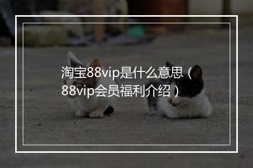 淘宝88vip是什么意思（88vip会员福利介绍）