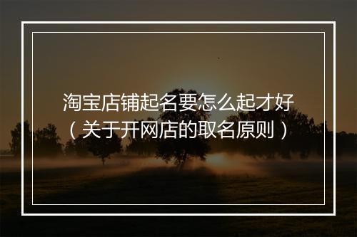 淘宝店铺起名要怎么起才好（关于开网店的取名原则）