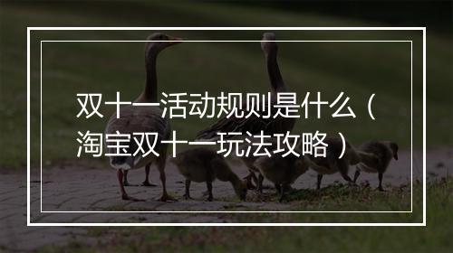双十一活动规则是什么（淘宝双十一玩法攻略）