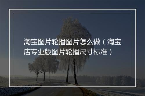 淘宝图片轮播图片怎么做（淘宝店专业版图片轮播尺寸标准）