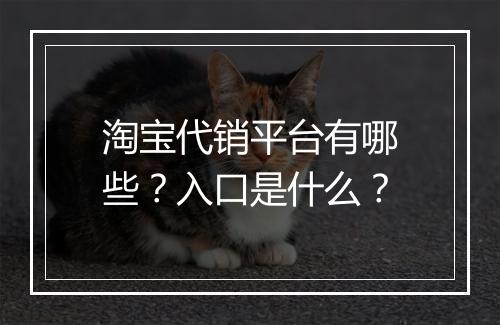 淘宝代销平台有哪些？入口是什么？