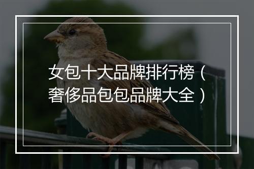 女包十大品牌排行榜（奢侈品包包品牌大全）