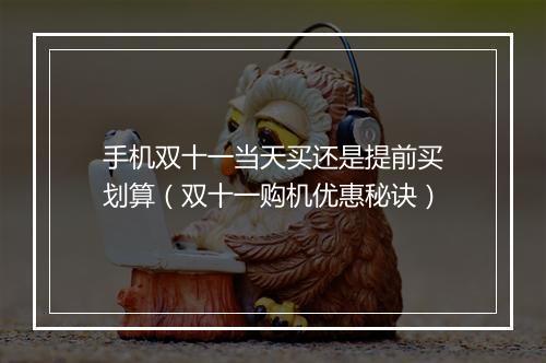 手机双十一当天买还是提前买划算（双十一购机优惠秘诀）
