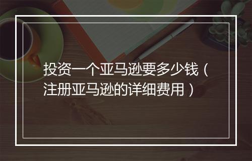 投资一个亚马逊要多少钱（注册亚马逊的详细费用）