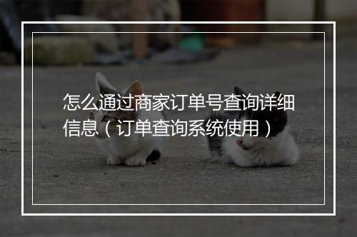 怎么通过商家订单号查询详细信息（订单查询系统使用）