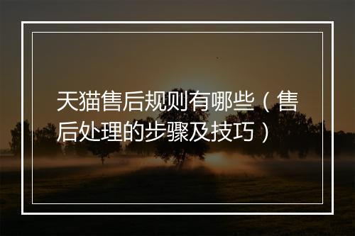 天猫售后规则有哪些（售后处理的步骤及技巧）