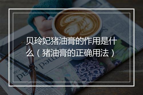贝玲妃猪油膏的作用是什么（猪油膏的正确用法）