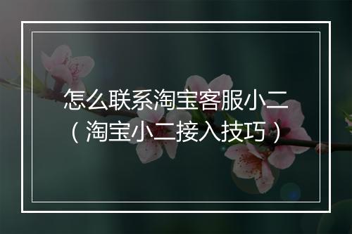 怎么联系淘宝客服小二（淘宝小二接入技巧）