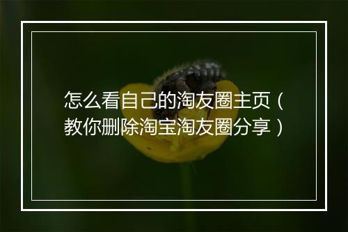 怎么看自己的淘友圈主页（教你删除淘宝淘友圈分享）