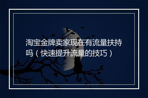 淘宝金牌卖家现在有流量扶持吗（快速提升流量的技巧）