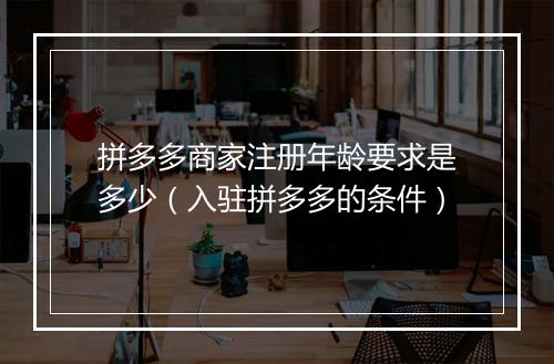 拼多多商家注册年龄要求是多少（入驻拼多多的条件）