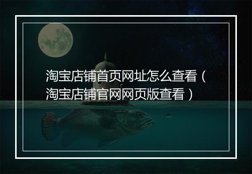 淘宝店铺首页网址怎么查看（淘宝店铺官网网页版查看）