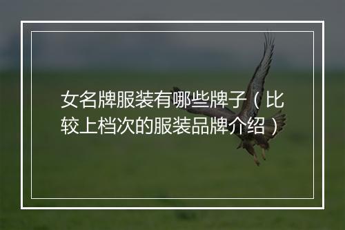 女名牌服装有哪些牌子（比较上档次的服装品牌介绍）