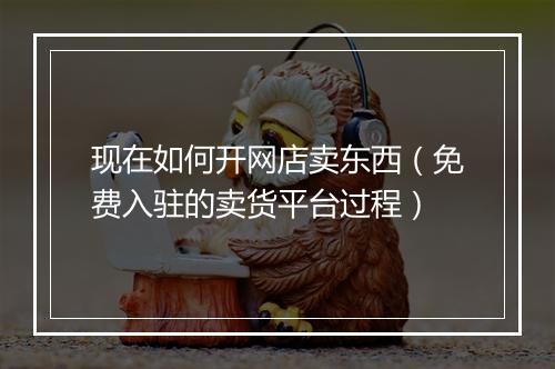 现在如何开网店卖东西（免费入驻的卖货平台过程）