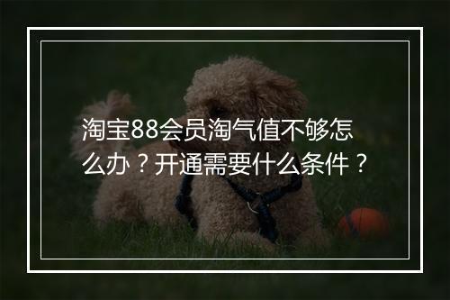 淘宝88会员淘气值不够怎么办？开通需要什么条件？