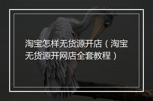 淘宝怎样无货源开店（淘宝无货源开网店全套教程）