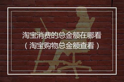 淘宝消费的总金额在哪看（淘宝购物总金额查看）