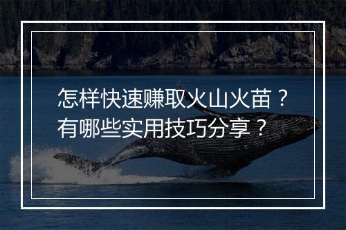 怎样快速赚取火山火苗？有哪些实用技巧分享？
