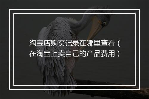 淘宝店购买记录在哪里查看（在淘宝上卖自己的产品费用）