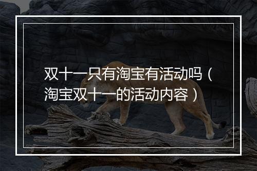 双十一只有淘宝有活动吗（淘宝双十一的活动内容）