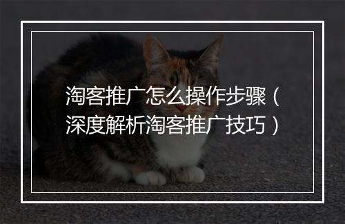 淘客推广怎么操作步骤（深度解析淘客推广技巧）
