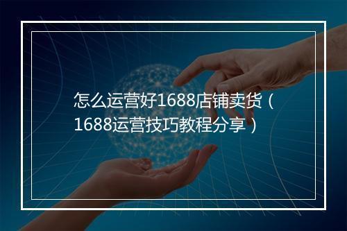 怎么运营好1688店铺卖货（1688运营技巧教程分享）