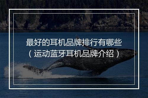 最好的耳机品牌排行有哪些（运动蓝牙耳机品牌介绍）