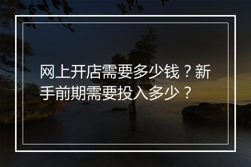 网上开店需要多少钱？新手前期需要投入多少？