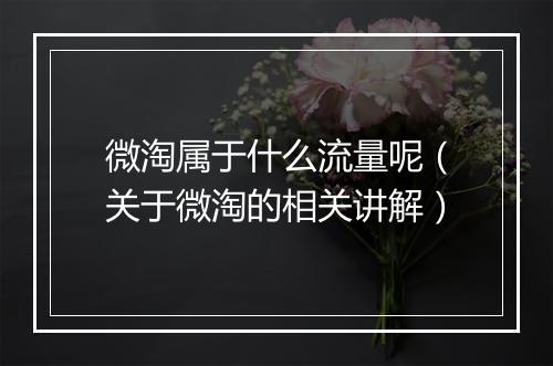 微淘属于什么流量呢（关于微淘的相关讲解）