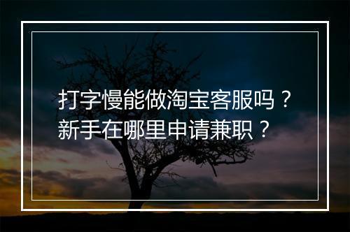 打字慢能做淘宝客服吗？新手在哪里申请兼职？