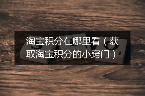 淘宝积分在哪里看（获取淘宝积分的小窍门）