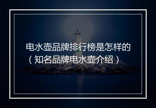 电水壶品牌排行榜是怎样的（知名品牌电水壶介绍）