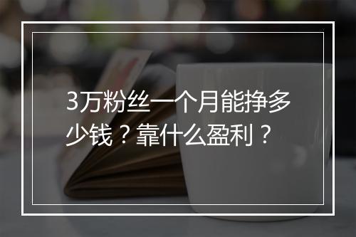 3万粉丝一个月能挣多少钱？靠什么盈利？