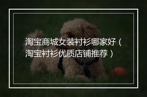 淘宝商城女装衬衫哪家好（淘宝衬衫优质店铺推荐）